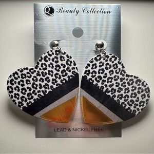 3For$20 Beauty Collection Leopard Print Heart Wood Statement Stud Earrings